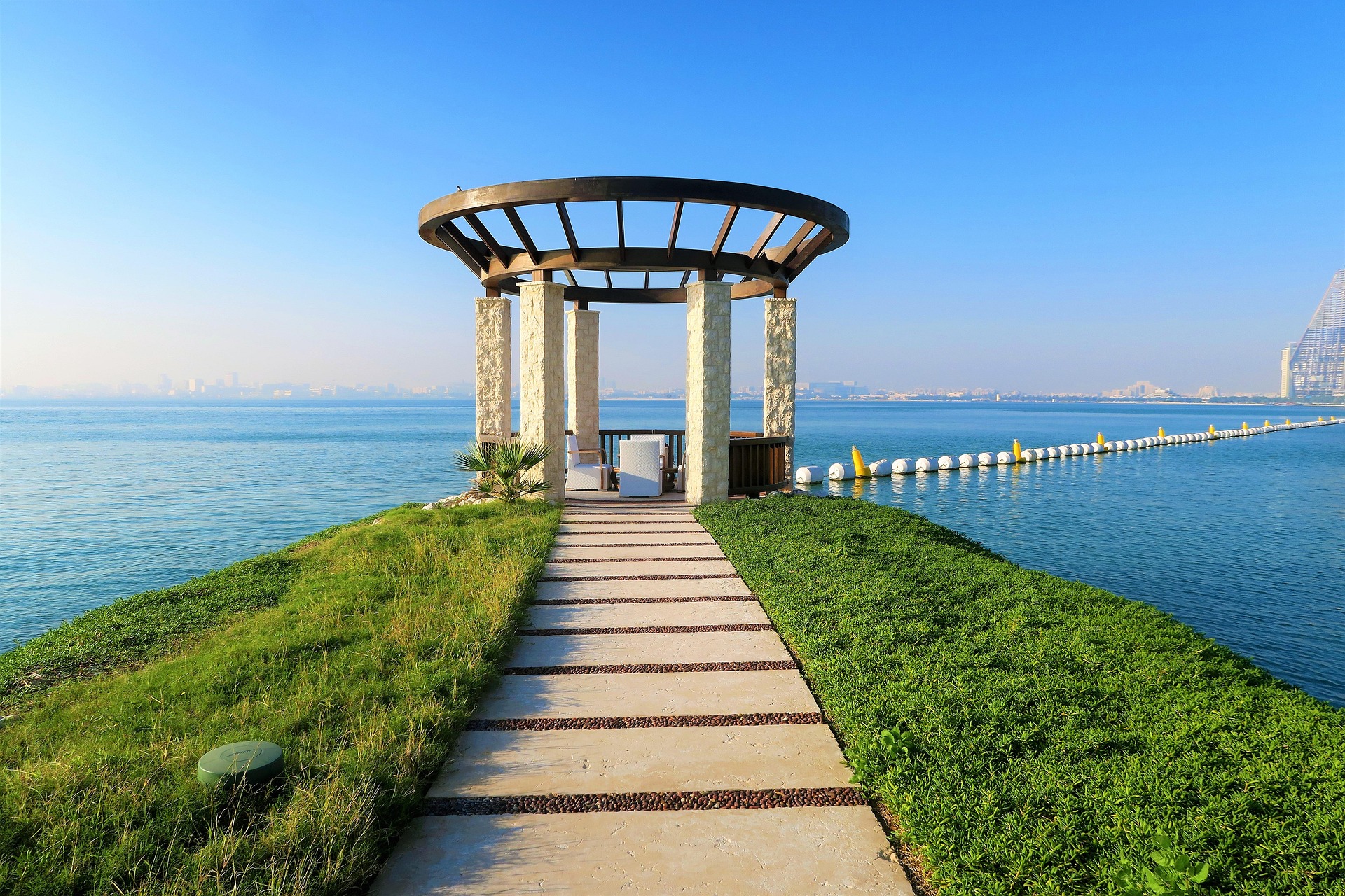 Waterfront pavilion overlooking the sea in Doha, Qatar